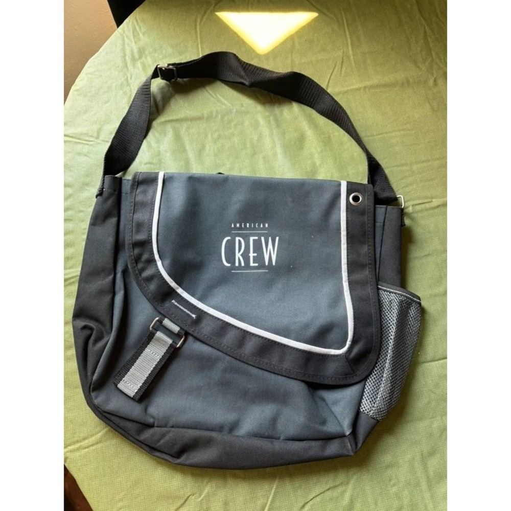 American Crew Atchison Black Messenger Bag Laptop Travel Shoulder Bag